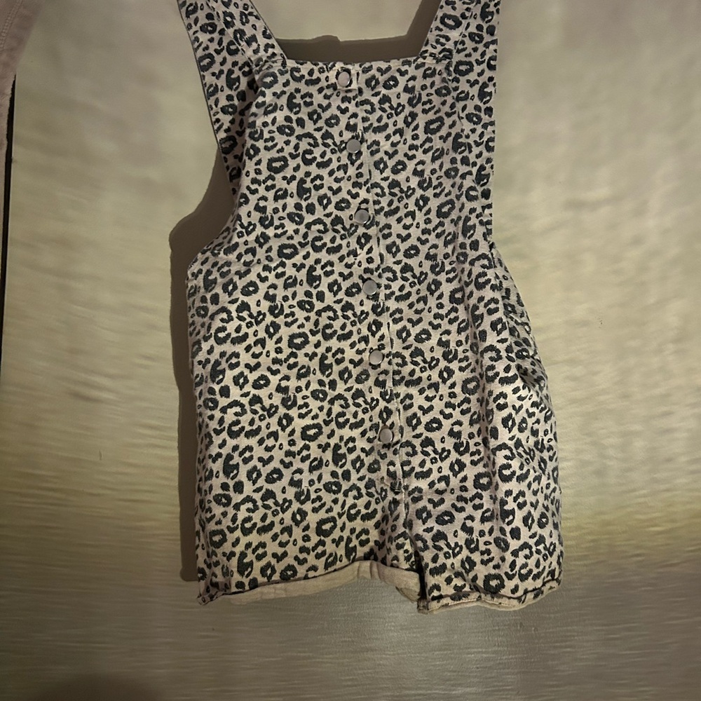 Leopard Print Romper/ Short Overalls